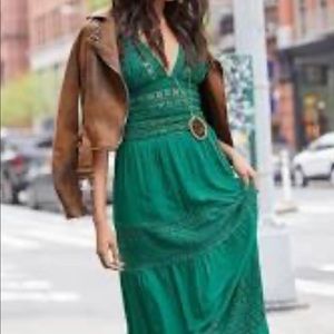Green boho maxi dress